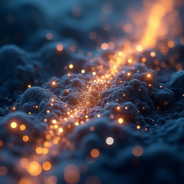 Abstract visualization of interconnected market data points forming a story trajectory